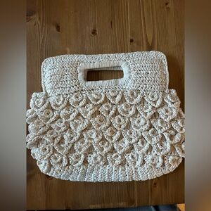 JCrew Woven Straw Summer Bag with Cutout Handle